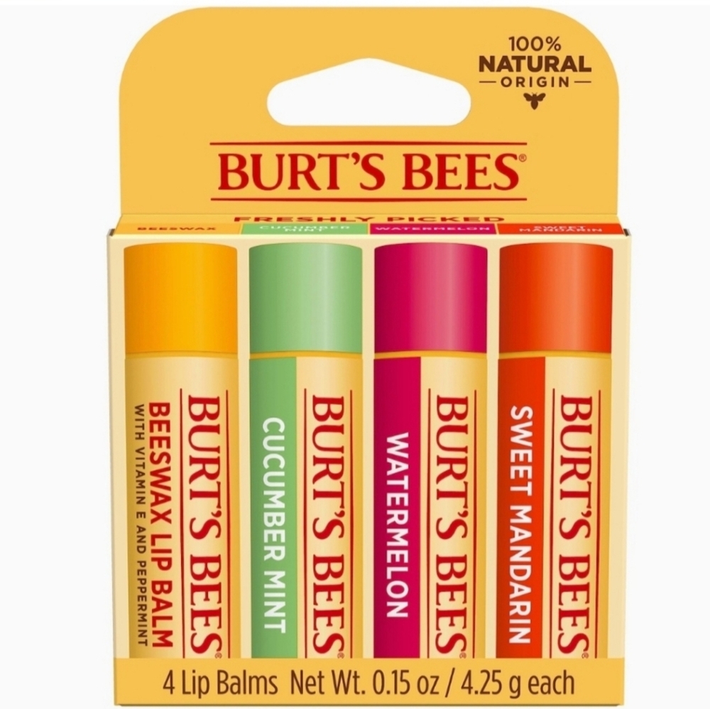Burt's Bees Lip Balm Original Beeswax Cucumber Mint Watermelon Sweet Mandarin